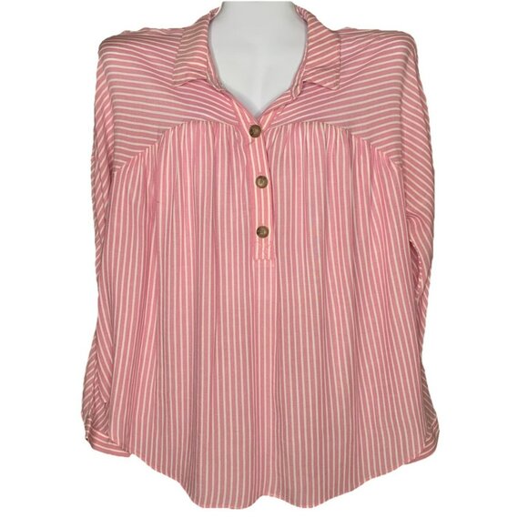 a.n.a Pink & White Striped, Longsleeve Women’s Top - Picture 1 of 10